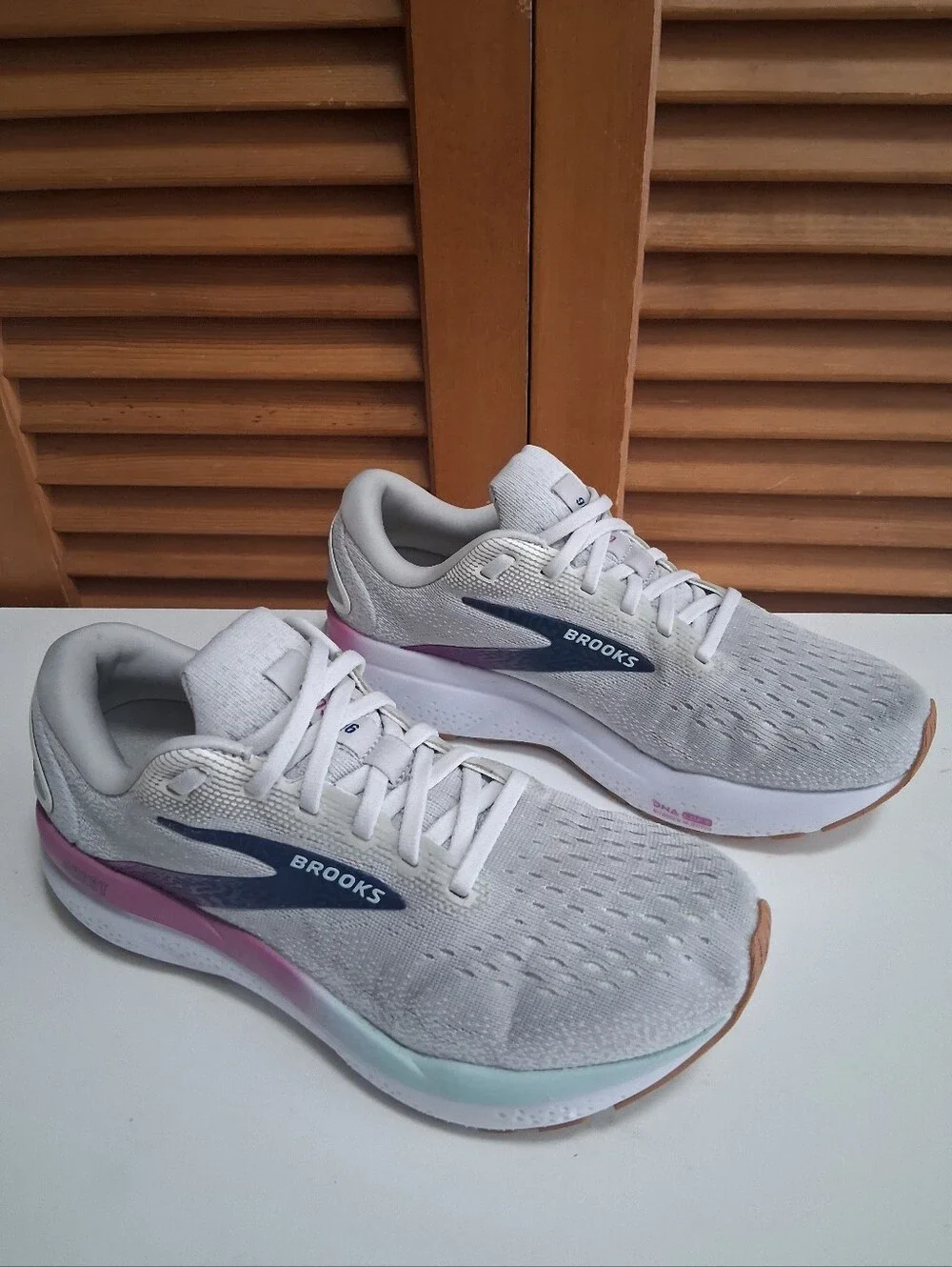 Brooks Ghost 16 Womens Running Shoes Grey Purple 1204071D175 Size 8 Wide D